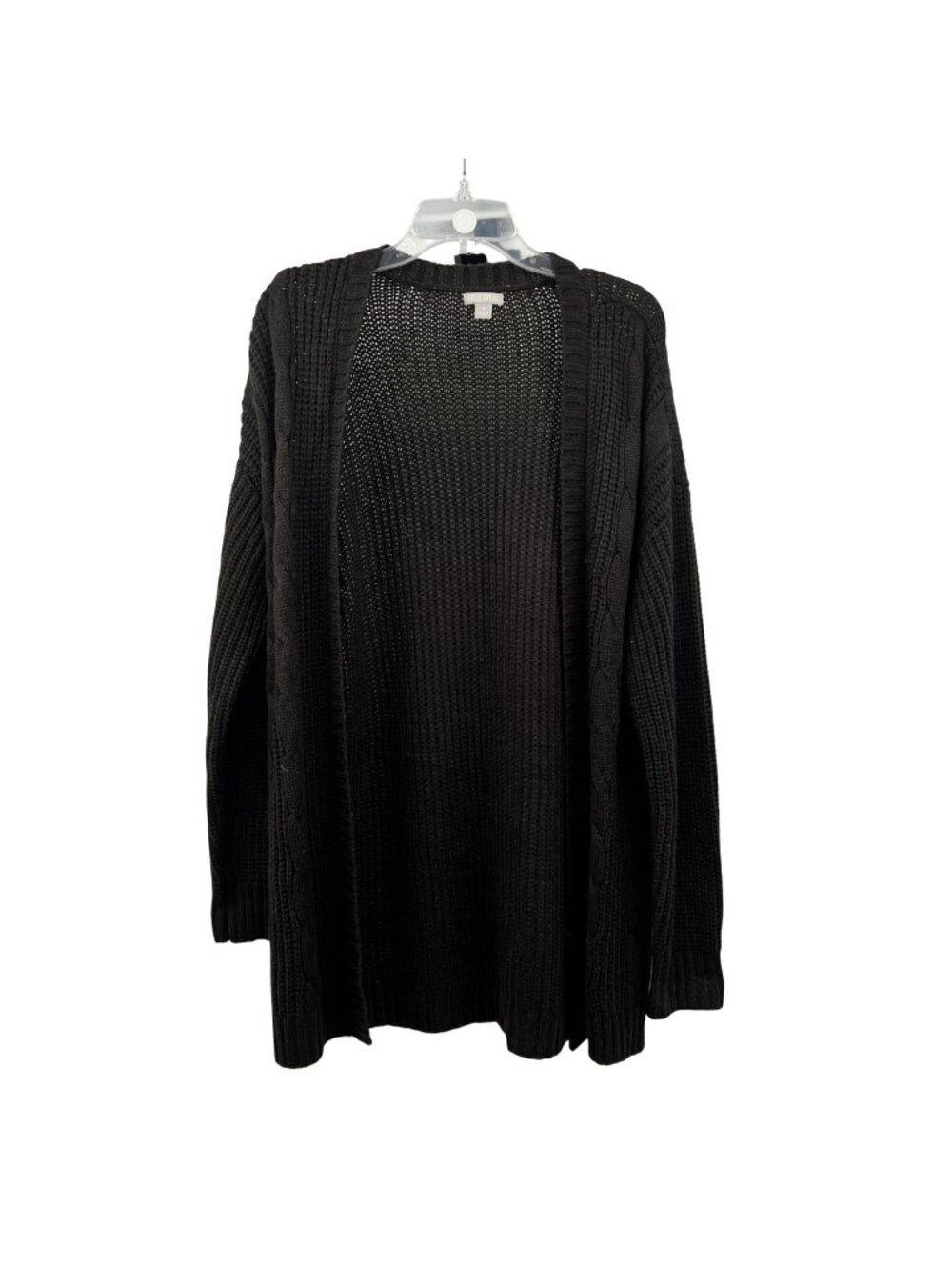 Falls Creek Womens Knit Cardigan Open Front Long Sleeve Black Size Medium